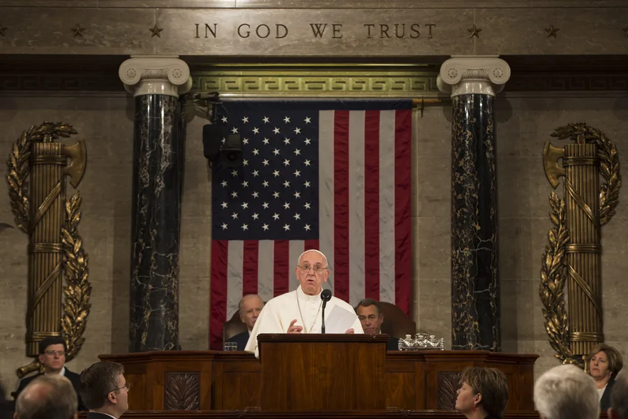 Pope Francis speaks to the U.S. Congress in Washington, D.C. on Sept. 24, 2015. .  L'Osservatore Romano.